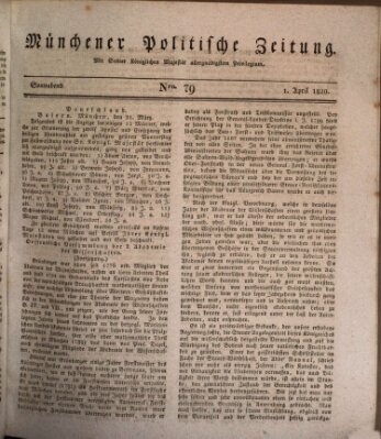 Münchener politische Zeitung (Süddeutsche Presse) Samstag 1. April 1820