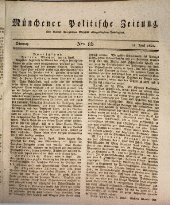 Münchener politische Zeitung (Süddeutsche Presse) Dienstag 11. April 1820