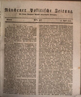 Münchener politische Zeitung (Süddeutsche Presse) Mittwoch 12. April 1820