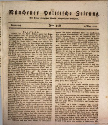 Münchener politische Zeitung (Süddeutsche Presse) Donnerstag 4. Mai 1820