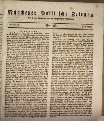 Münchener politische Zeitung (Süddeutsche Presse) Samstag 8. Juli 1820