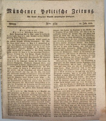 Münchener politische Zeitung (Süddeutsche Presse) Montag 10. Juli 1820