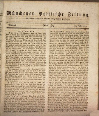 Münchener politische Zeitung (Süddeutsche Presse) Mittwoch 19. Juli 1820