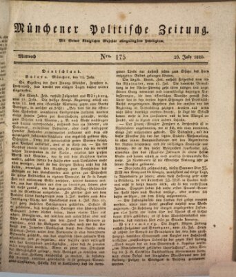 Münchener politische Zeitung (Süddeutsche Presse) Mittwoch 26. Juli 1820