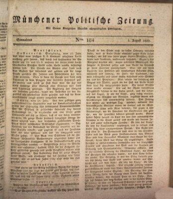 Münchener politische Zeitung (Süddeutsche Presse) Samstag 5. August 1820