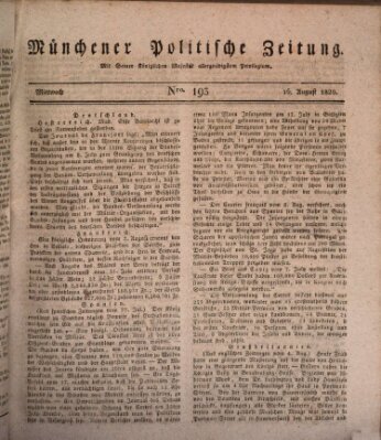 Münchener politische Zeitung (Süddeutsche Presse) Mittwoch 16. August 1820