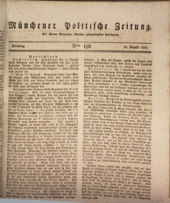 Münchener politische Zeitung (Süddeutsche Presse) Dienstag 22. August 1820