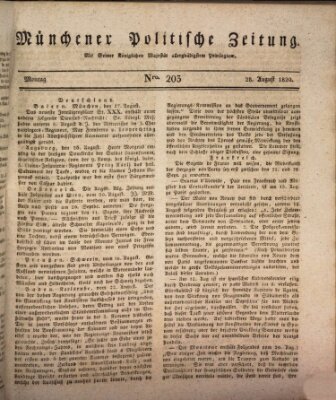 Münchener politische Zeitung (Süddeutsche Presse) Montag 28. August 1820