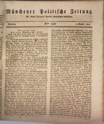 Münchener politische Zeitung (Süddeutsche Presse) Dienstag 5. September 1820