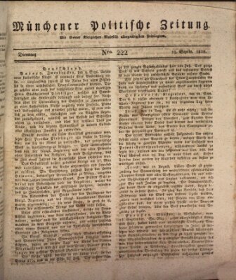 Münchener politische Zeitung (Süddeutsche Presse) Dienstag 19. September 1820