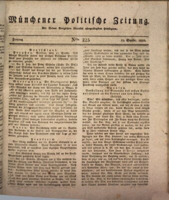 Münchener politische Zeitung (Süddeutsche Presse) Freitag 22. September 1820