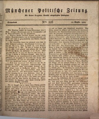 Münchener politische Zeitung (Süddeutsche Presse) Samstag 23. September 1820