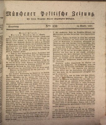 Münchener politische Zeitung (Süddeutsche Presse) Donnerstag 28. September 1820