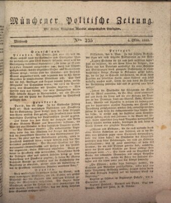 Münchener politische Zeitung (Süddeutsche Presse) Mittwoch 4. Oktober 1820