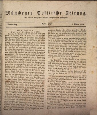 Münchener politische Zeitung (Süddeutsche Presse) Donnerstag 5. Oktober 1820