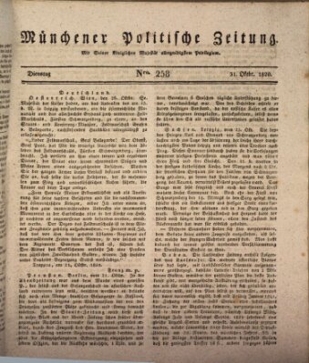 Münchener politische Zeitung (Süddeutsche Presse) Dienstag 31. Oktober 1820