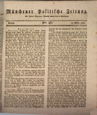 Münchener politische Zeitung (Süddeutsche Presse) Freitag 10. November 1820