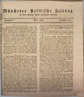 Münchener politische Zeitung (Süddeutsche Presse) Samstag 18. November 1820