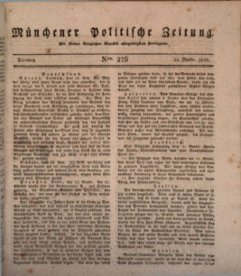 Münchener politische Zeitung (Süddeutsche Presse) Dienstag 21. November 1820