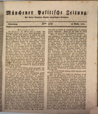 Münchener politische Zeitung (Süddeutsche Presse) Donnerstag 23. November 1820