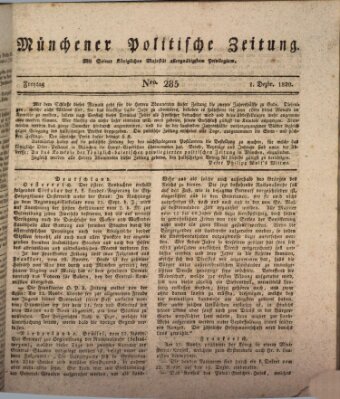 Münchener politische Zeitung (Süddeutsche Presse) Freitag 1. Dezember 1820