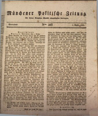 Münchener politische Zeitung (Süddeutsche Presse) Samstag 2. Dezember 1820