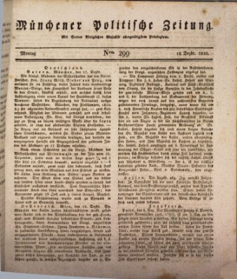 Münchener politische Zeitung (Süddeutsche Presse) Montag 18. Dezember 1820