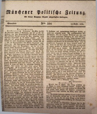 Münchener politische Zeitung (Süddeutsche Presse) Samstag 23. Dezember 1820