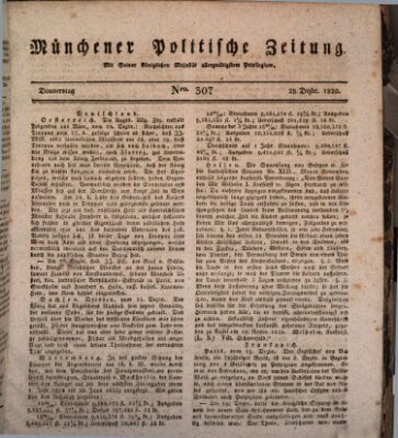 Münchener politische Zeitung (Süddeutsche Presse) Donnerstag 28. Dezember 1820