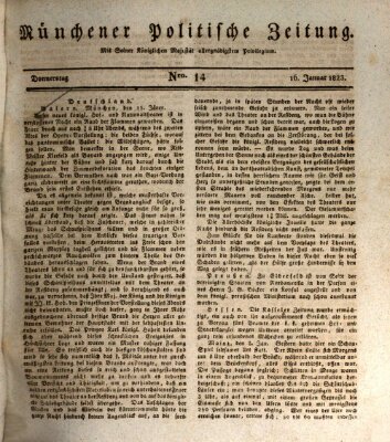 Münchener politische Zeitung (Süddeutsche Presse) Donnerstag 16. Januar 1823