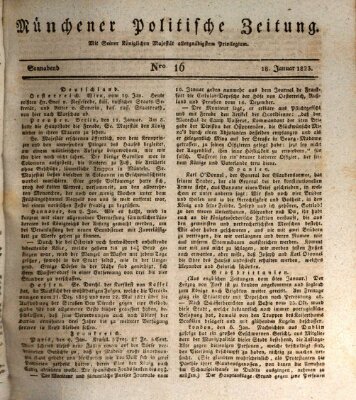 Münchener politische Zeitung (Süddeutsche Presse) Samstag 18. Januar 1823