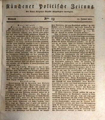 Münchener politische Zeitung (Süddeutsche Presse) Mittwoch 22. Januar 1823