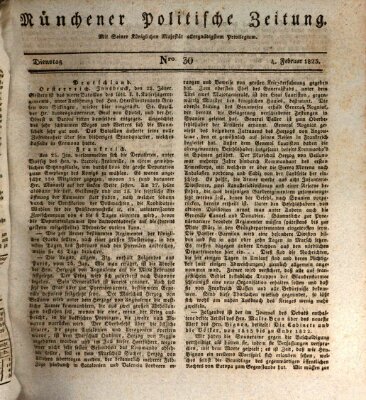 Münchener politische Zeitung (Süddeutsche Presse) Dienstag 4. Februar 1823