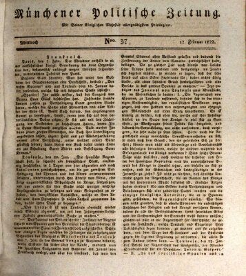 Münchener politische Zeitung (Süddeutsche Presse) Mittwoch 12. Februar 1823