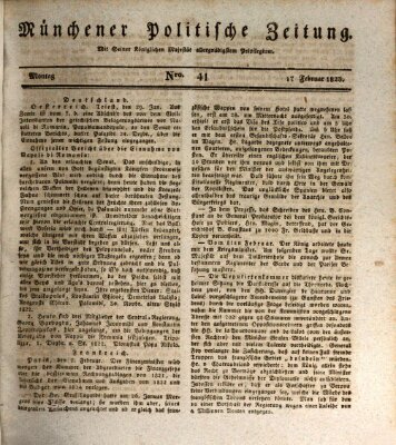 Münchener politische Zeitung (Süddeutsche Presse) Montag 17. Februar 1823