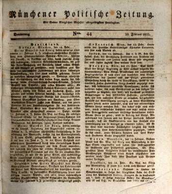 Münchener politische Zeitung (Süddeutsche Presse) Donnerstag 20. Februar 1823
