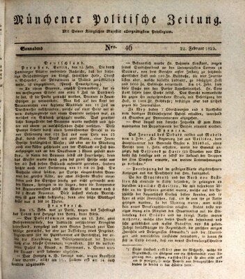 Münchener politische Zeitung (Süddeutsche Presse) Samstag 22. Februar 1823