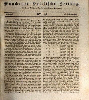 Münchener politische Zeitung (Süddeutsche Presse) Mittwoch 26. Februar 1823