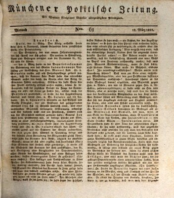 Münchener politische Zeitung (Süddeutsche Presse) Mittwoch 12. März 1823