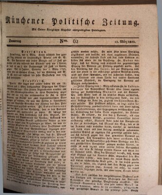 Münchener politische Zeitung (Süddeutsche Presse) Donnerstag 13. März 1823