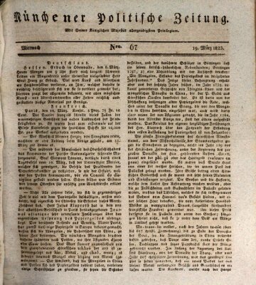 Münchener politische Zeitung (Süddeutsche Presse) Mittwoch 19. März 1823