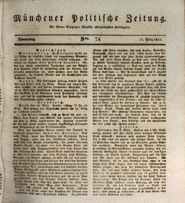 Münchener politische Zeitung (Süddeutsche Presse) Donnerstag 27. März 1823