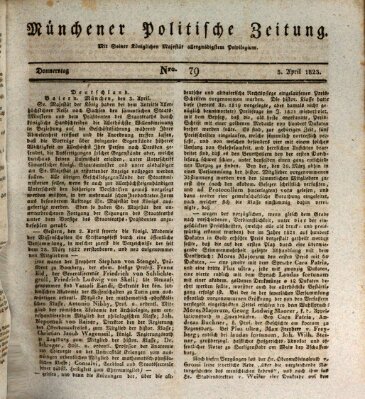 Münchener politische Zeitung (Süddeutsche Presse) Donnerstag 3. April 1823