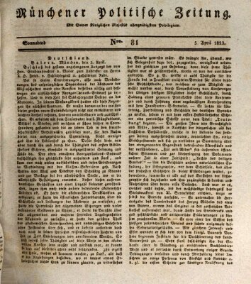 Münchener politische Zeitung (Süddeutsche Presse) Samstag 5. April 1823