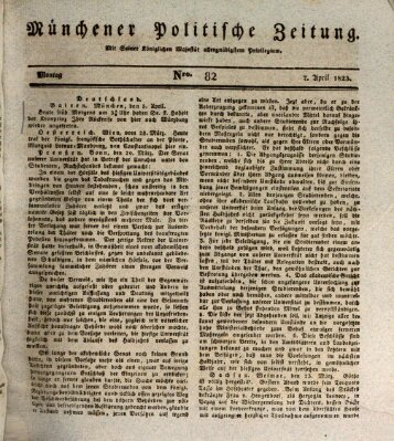 Münchener politische Zeitung (Süddeutsche Presse) Montag 7. April 1823