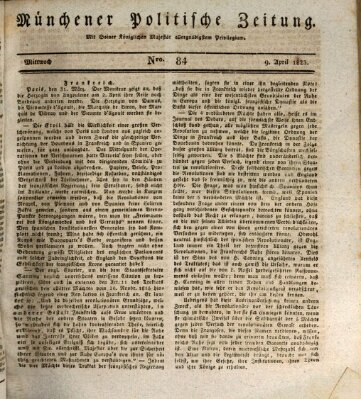 Münchener politische Zeitung (Süddeutsche Presse) Mittwoch 9. April 1823