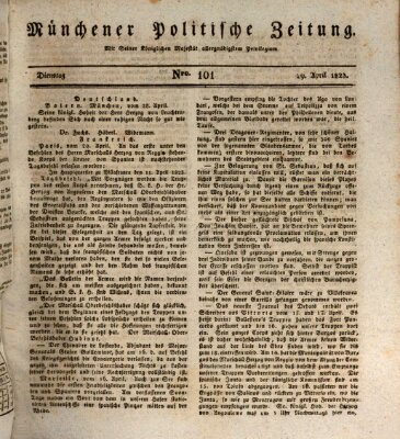 Münchener politische Zeitung (Süddeutsche Presse) Dienstag 29. April 1823