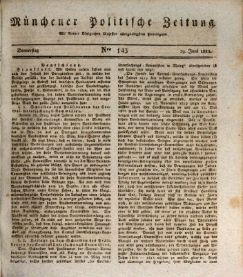 Münchener politische Zeitung (Süddeutsche Presse) Donnerstag 19. Juni 1823