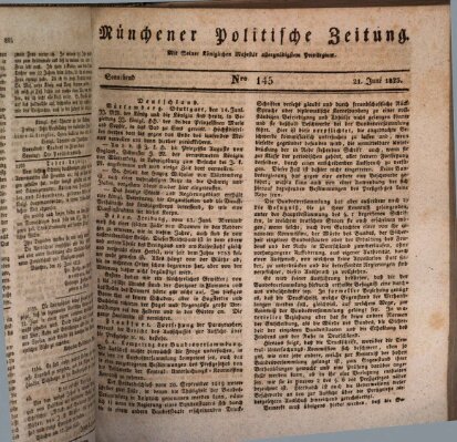 Münchener politische Zeitung (Süddeutsche Presse) Samstag 21. Juni 1823