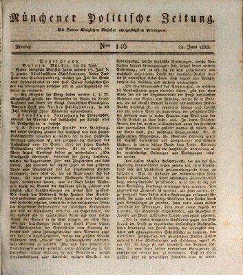 Münchener politische Zeitung (Süddeutsche Presse) Montag 23. Juni 1823